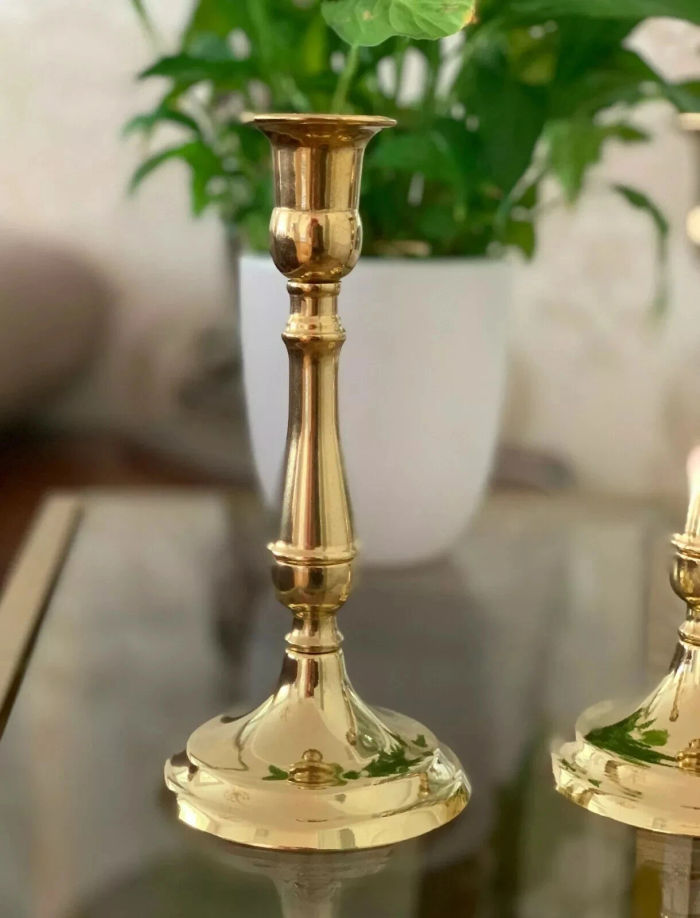 Kerzenhalter Einarmig  Kerzenständer Messing Gold Tischdeko Kerzenleuchter 19 cm