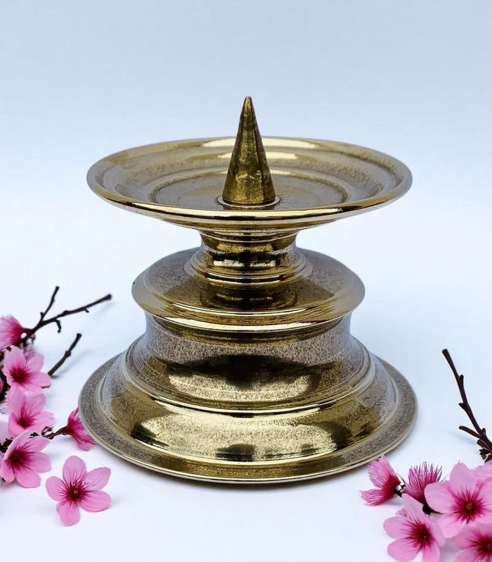 Kerzenleuchter 9cm Messing Kerzenständer Gold Antik Stumpenkerzenhalter