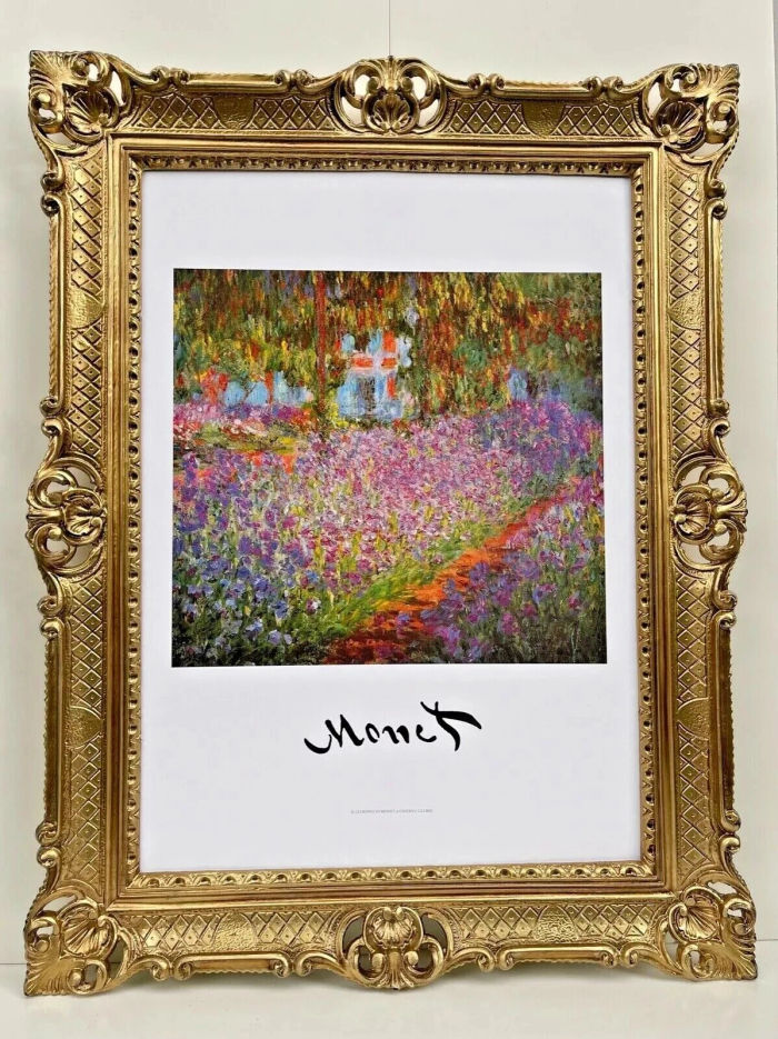 Gerahmte Gemälde Monet Garten Claude Monet Garden a Giverny Blumengarten Gold Si