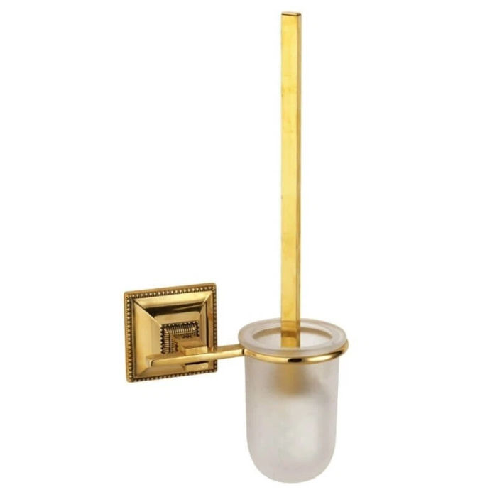 poliertes Messing Klobürstenhalter WC Garnitur Gold 42cm Toilettenbürste Wand