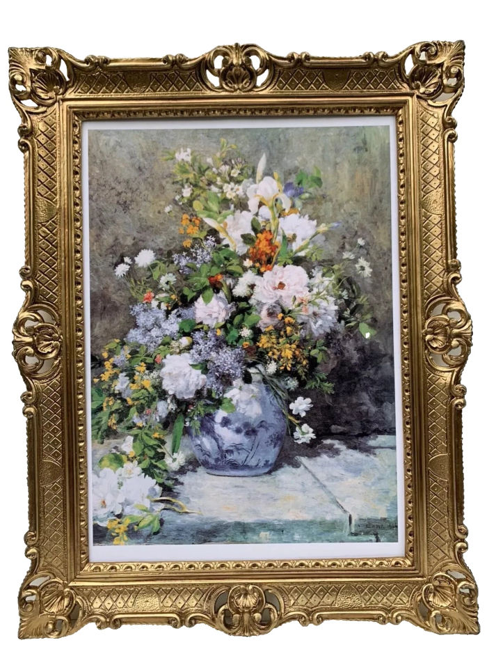 Bild mit Rahmen Pierre-Auguste Renoir Stillleben mit Blumenvase 90x70 Blumenbild