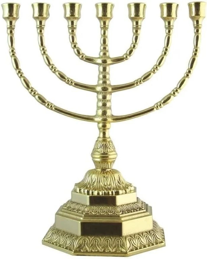 KERZENSTÄNDER Ebraico Kerzenhalter Jüdische Menora Gold H34 cm Davidleuchter