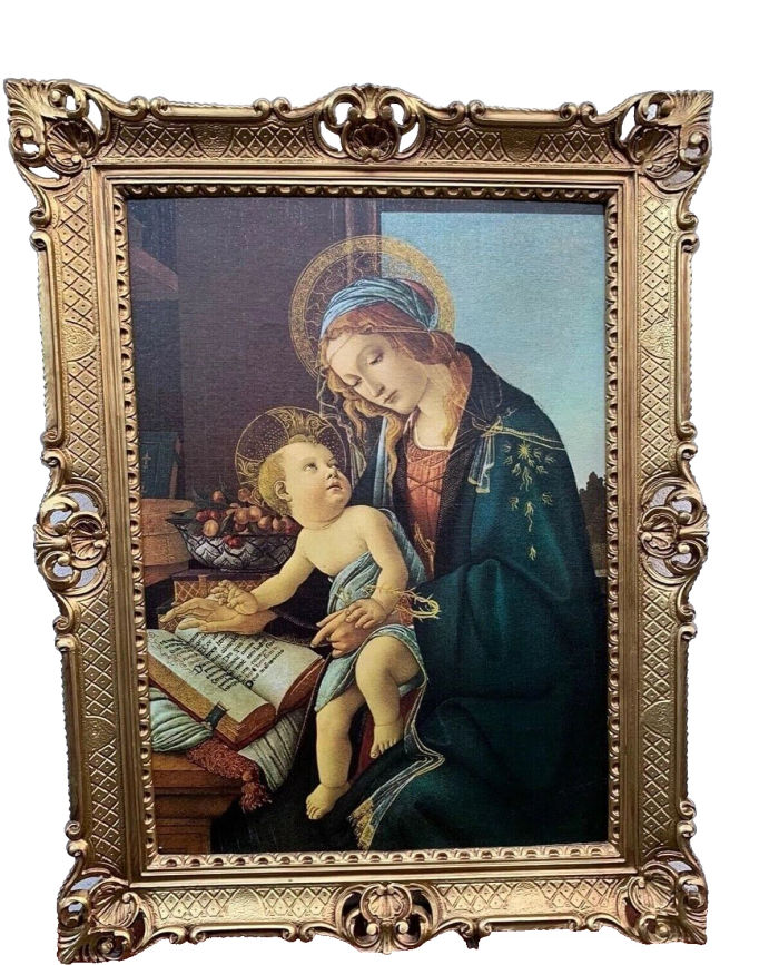 Religiöses Bild Madonna mit Kind 90x70 Christliche Bild Madonna Buch Botticelli