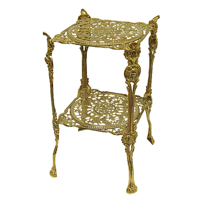 Beistelltisch Blumenständer Messing 44x25 Zieretagere jugendstil Pflanzenständer