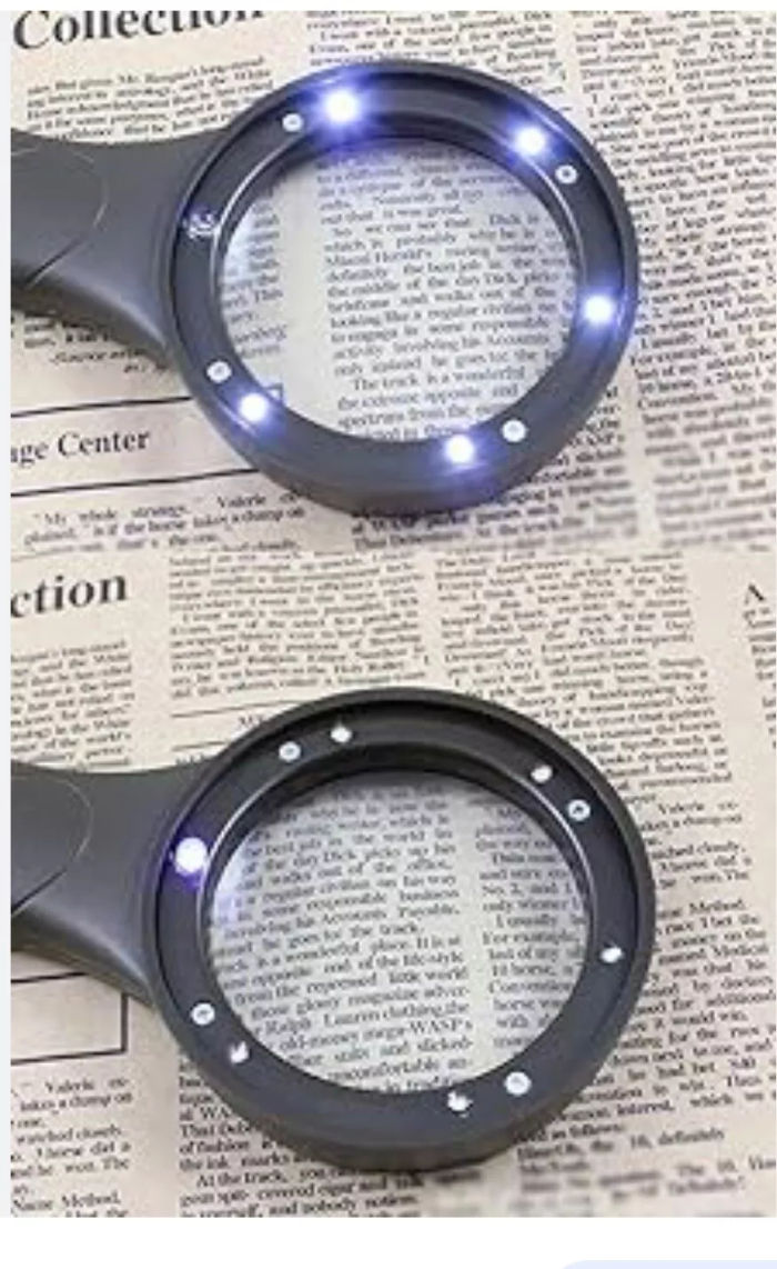 Lupe mit Licht Led Lupe 4 X Mit 6 Led Licht, Zum Lesen, Handlupe Tachenlupe