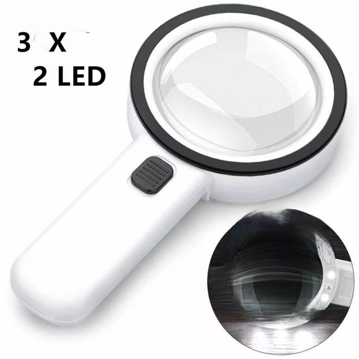 Lupe mit Licht Led Lupe 3 X Mit 2 Led Licht, Zum Lesen, Beobachten Von Schmuck