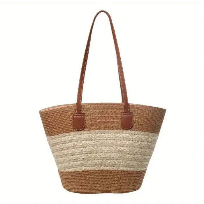 Handgewebte Strandtasche Damen Tasche Schultertasche Shopping Bag Webtasche