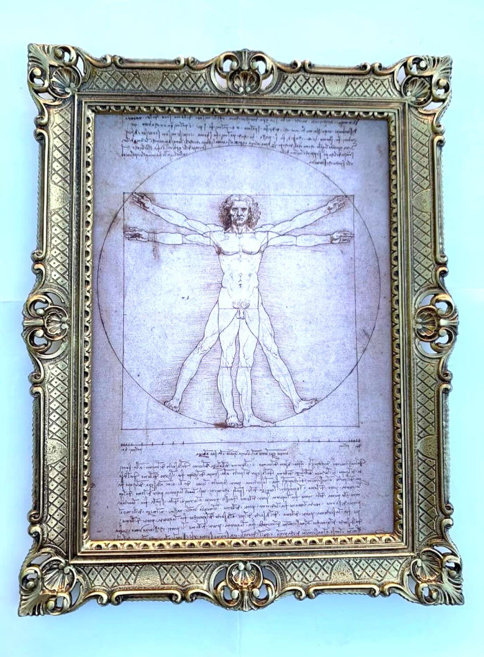 Kunstdruck Bild Gemälde Barock Vitruvianische Figur von Leonardo Da Vinci 90x70