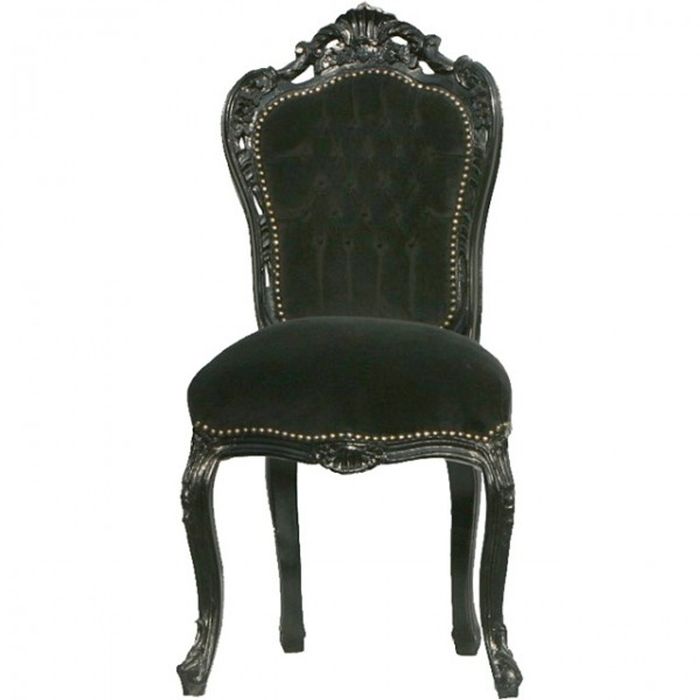 Casa Padrino Barock Esszimmer Stuhl Schwarz / Schwarz
