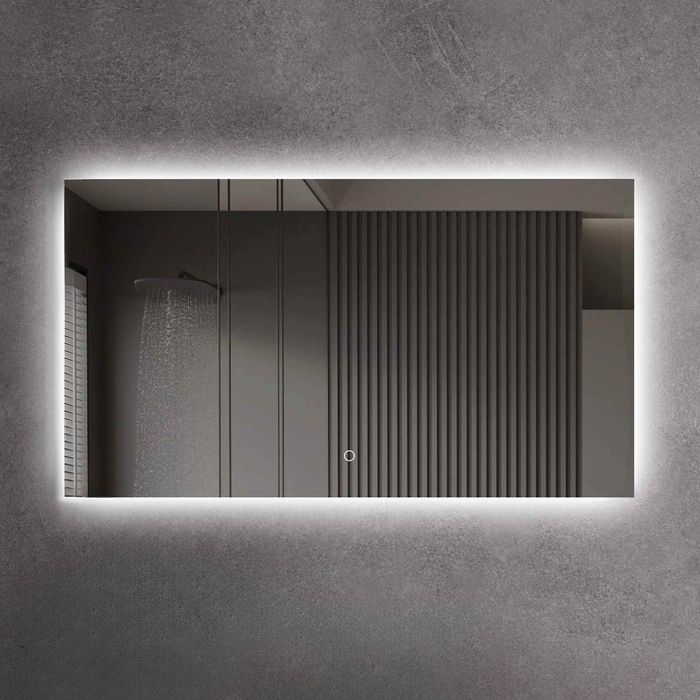 LED-Badspiegel | Hintergrundbeleuchtung | dimmbares Licht | Touch-Sensor | Größe wählbar 100 x 80 cm