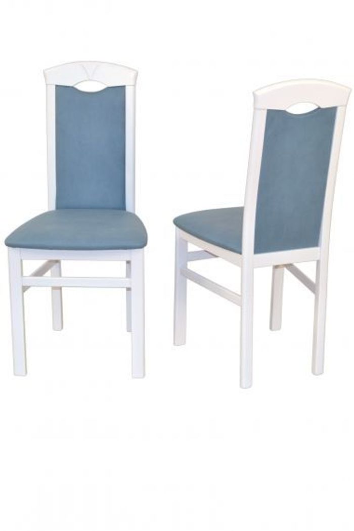 Esszimmerstuhl 4882 Buche weiß Bezug Kunstlederoptik blau Set 2 Stück