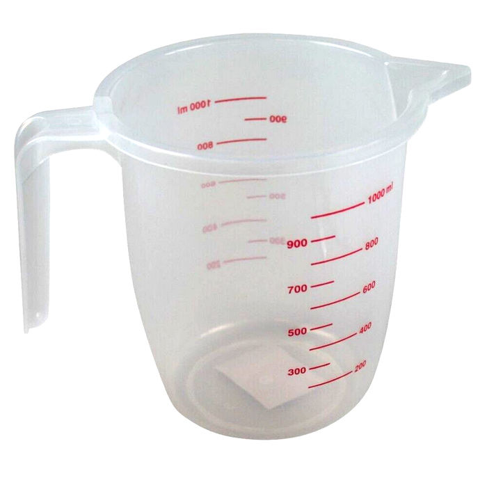 Messbecher transparent mit Skala Krug Messkanne 1000 ml 1L Küche Werkstatt
