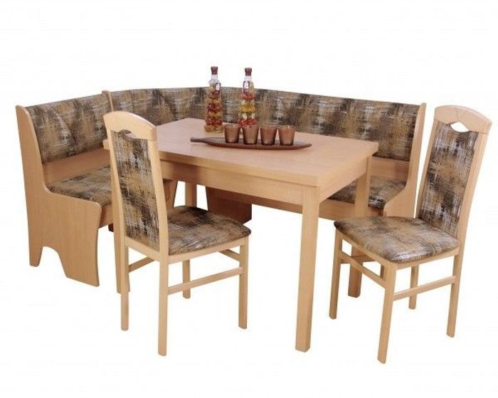 Eckbankgruppe 4- teilig 124 x 165 cm buchefarbig, Bezug Clean-Active mocca-cognac