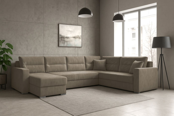 Couchgarnitur Ecksofa Sofa Sofagarnitur Captain U mit Schlaffunktion Wohnlandschaft