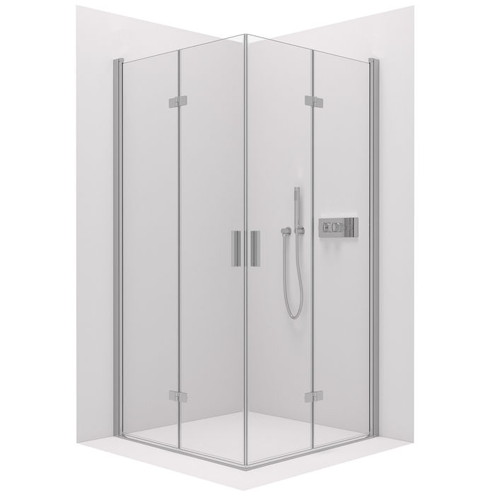 Eck-Duschkabine mit Drehtüren – 8 mm Sicherheitsglas in Chrom, versch. Größen 70 x 90 cm