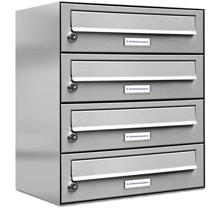 4er Edelstahl Briefkastenanlage Premium
