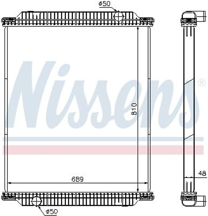 Kühler Motor ((en) without frame, mit zusätzlichem Stummelrohr) passt zu: MAN...