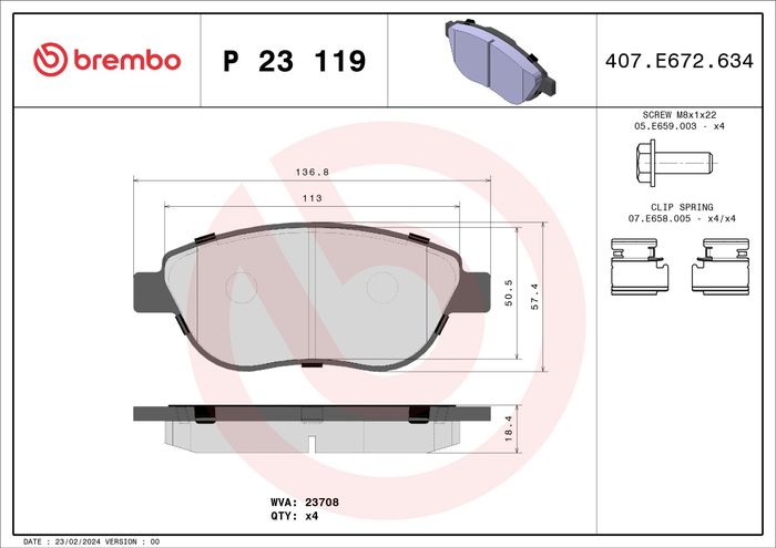 Bremsbelagsatz vorne , passt zu: ABARTH 500 / 595 / 695; CITROEN BERLINGO, C3...