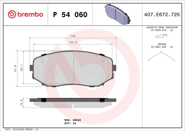 Bremsbelagsatz vorne , passt zu: MAZDA CX-7, CX-9; MITSUBISHI ECLIPSE CROSS,...