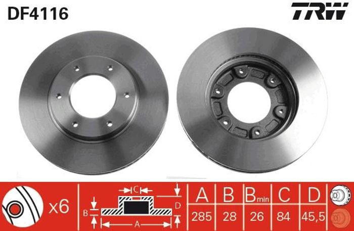 Bremsscheibe vorne L/R passt zu: TOYOTA GRANVIA, HIACE IV, HIACE V 2.0-3.0D 0...
