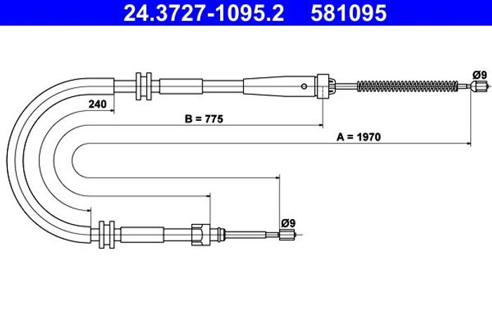Handbremsseil hinten L/R (1970mm/775mm/240mm) passt zu: MERCEDES CITAN (MPV),...