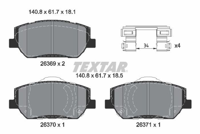 Bremsbelagsatz vorne (mit Extras), passt zu: HYUNDAI I30, KONA, SANTA F&Eacute; III...