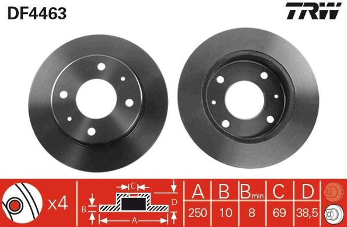 Bremsscheibe hinten L/R passt zu: MITSUBISHI COLT, COLT CZC VI, COLT VI; SMAR...