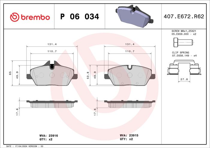 Bremsbelagsatz vorne , passt zu: BMW 1 (E81), 1 (E82), 1 (E87), 1 (E88), 2 (F...