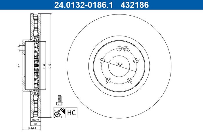 Bremsscheibe vorne L/R passt zu: MERCEDES MARCO POLO CAMPER (W447), V (W447),...