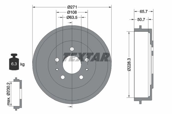 Bremstrommel hinten passt zu: FORD ECOSPORT, FOCUS II, FOCUS III 1.0-Electric...