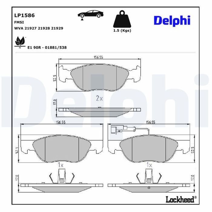 Bremsbelagsatz vorne , passt zu: ALFA ROMEO 145, 146, 156; FIAT BARCHETTA, BR...
