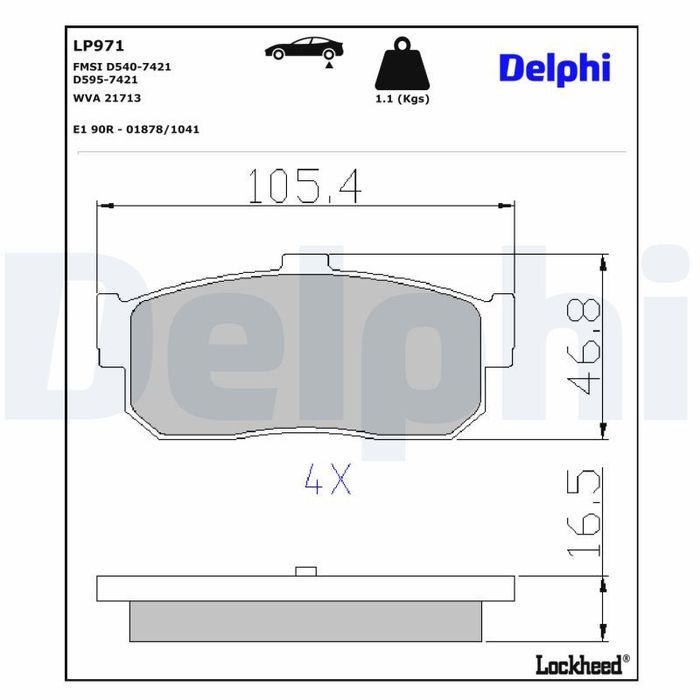Bremsbelagsatz hinten , passt zu: INFINITI G20; NISSAN 100NX, ALMERA I, ALMER...