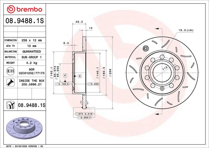 Hochleistungsbremsscheibe hinten Xtra (;) passt zu: AUDI A3; SEAT ALTEA, ALTE...