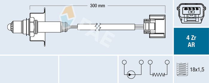 Lambdasonde (anzahl der Leitungen 4, 300mm) passt zu: NISSAN JUKE, MICRA IV,...