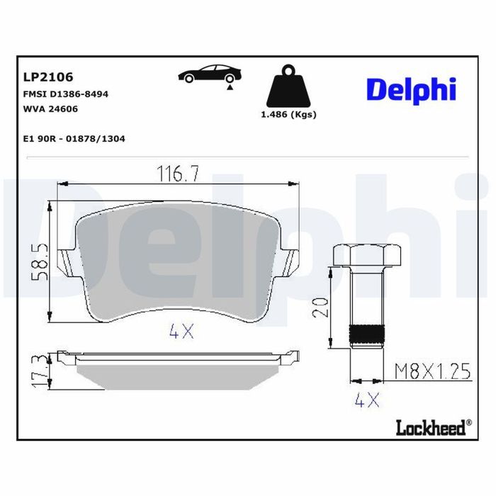 Bremsbelagsatz hinten , passt zu: AUDI A4 ALLROAD B8, A4 B8, A5, Q5 1.8-4.2 0...