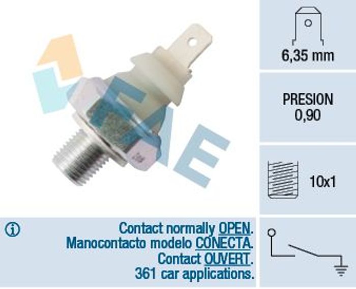 Öldrucksensor (0,9bar, 1 pin, weiß) passt zu: AUDI 100 C3, 100 C4, 80 B3, 80...