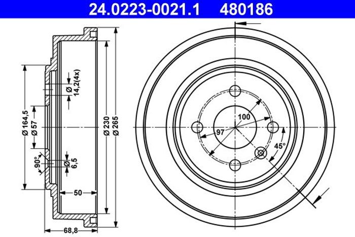 Bremstrommel hinten passt zu: OPEL ASTRA H, ASTRA H CLASSIC, ASTRA H GTC, COM...