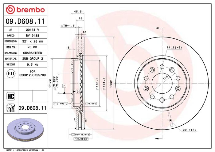 Bremsscheibe vorne L/R passt zu: OPEL INSIGNIA B, INSIGNIA B COUNTRY, INSIGNI...