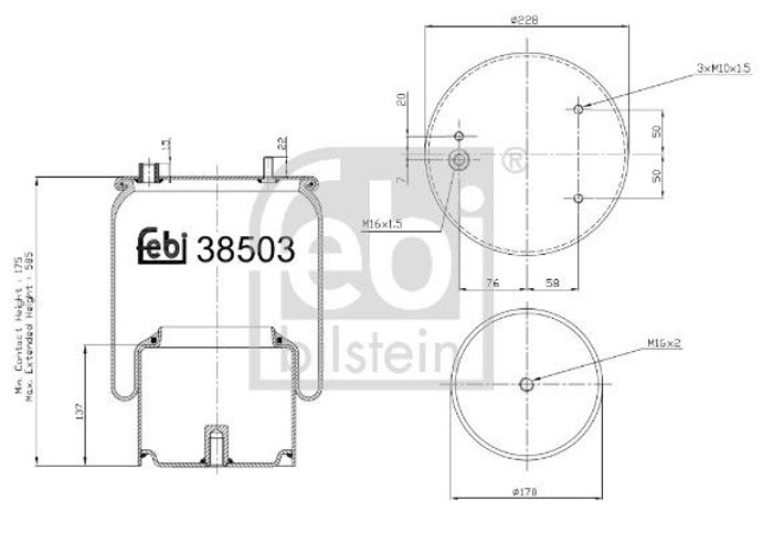 Balg Luftfederung hinten (durchmesser: 170/228mm) passt zu: DAF 75, 75 CF, 85...