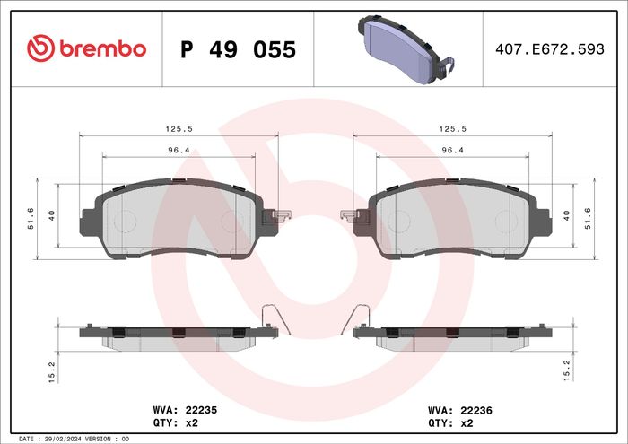 Bremsbelagsatz vorne , passt zu: MAZDA 2 1.5/1.5D/1.5H 08.14