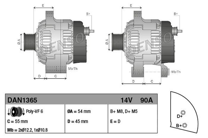 Alternator (14V, 90A, neu) passt zu: FIAT BRAVO II, IDEA, STILO; LANCIA MUSA...
