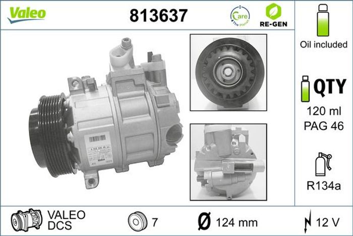 Klimakompressor (runderneuert) passt zu: MERCEDES C (C204), C (CL203), C (W20...