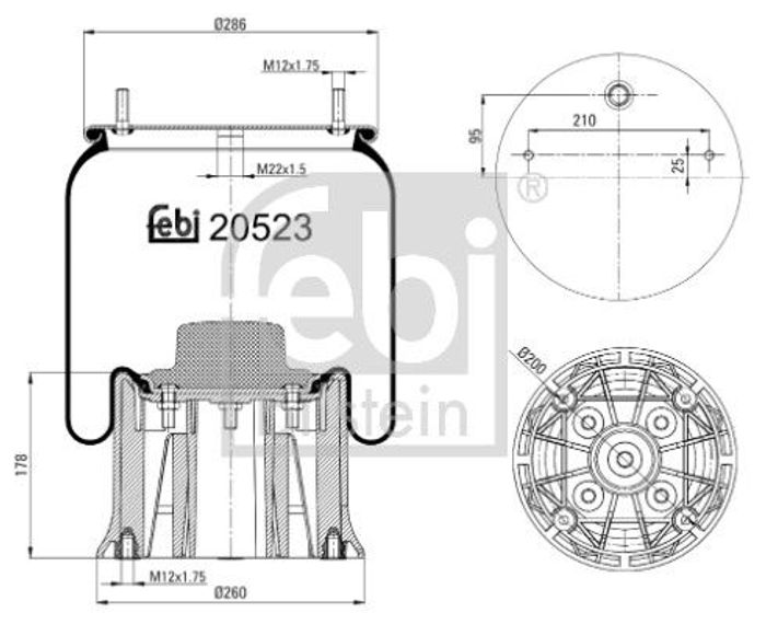 Balg Luftfederung hinten (durchmesser: 260/286mm) passt zu: SAF AR, EU, IU, M...