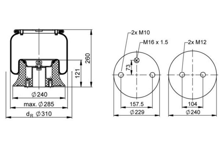 Balg Luftfederung hinten L/R ((en) with base) passt zu: SCANIA 3, 4, G I, G I...
