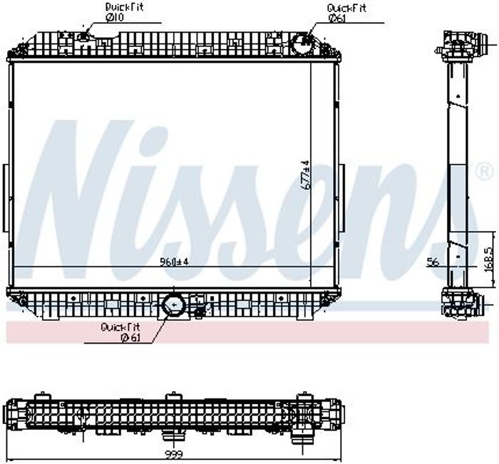 Kühler Motor ((en) without frame, höhe: 673mm) passt zu: MERCEDES ACTROS MP4...