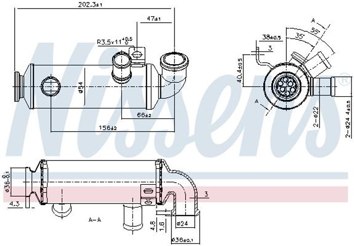 Abgaskühler passt zu: CITROEN C1, C2, C2 ENTERPRISE, C3 I, C3 II, C3 PLURIEL,...