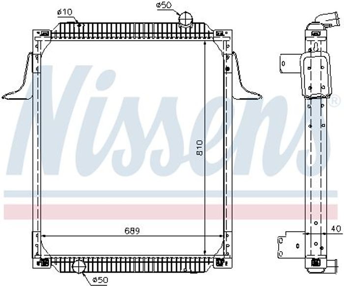 Kühler Motor ((en) with frame, Top-Stützen, höhe: 810mm) passt zu: RVI PREMIU...