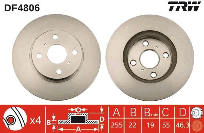 Bremsscheibe vorne L/R passt zu: TOYOTA PRIUS C, YARIS, YARIS / VIOS 1.0-1.5H...