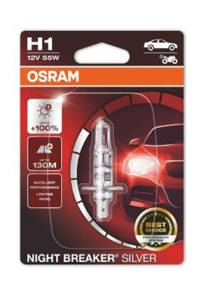 Glühbirne (Blister 1Stück) H1 12V 55W P14,5S bis zu 100% mehr Helligkeit; bis...