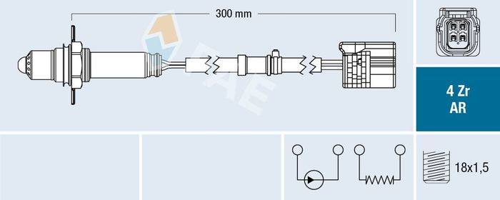 Lambdasonde (anzahl der Leitungen 4, 300mm) passt zu: HONDA CR-V III, CR-V IV...